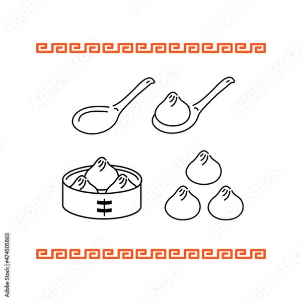 Obraz シンプルな小籠包のイラストセット