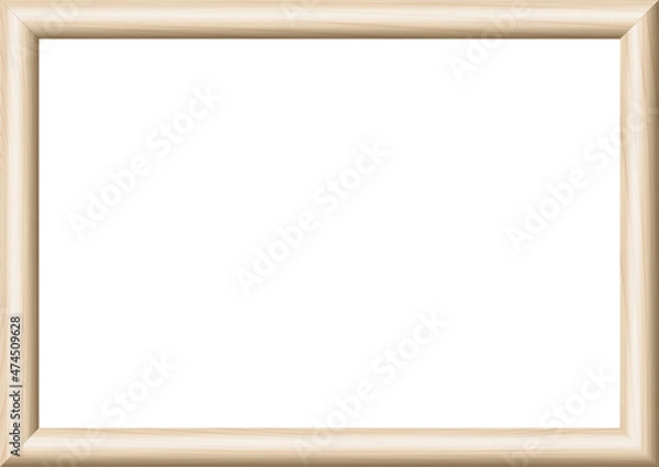 Fototapeta 木製の額縁　かまぼこ型の断面のフレーム　ナチュラル