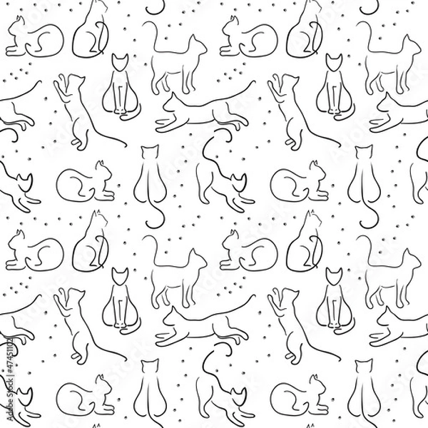 Obraz Seamless background with cat silhouette
