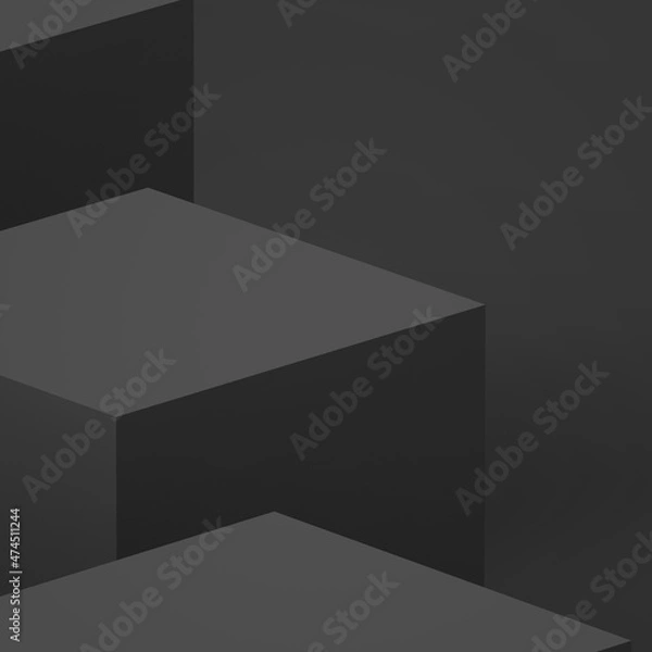 Fototapeta Abstract 3d black gray cube and box podium minimal scene studio background.