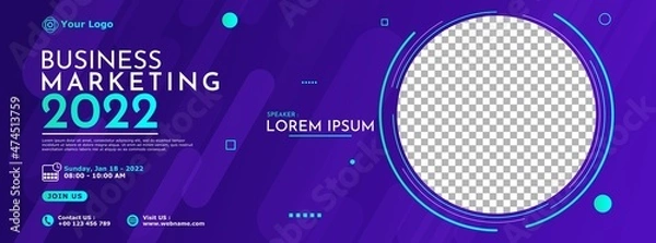 Fototapeta Creative corporate business banner template design for webinar, marketing, online class program, etc