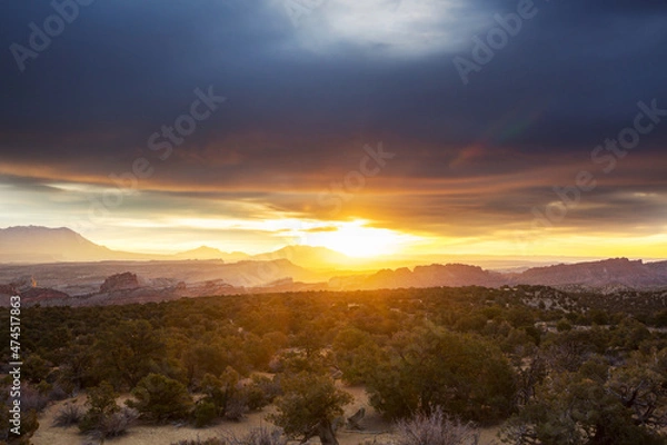 Fototapeta Mountains on sunset
