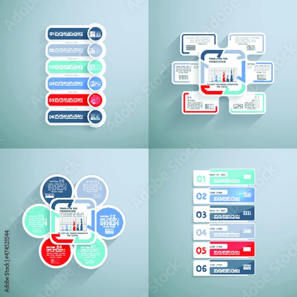 Fototapeta Elements for business data visualization, Modern infographic design, vector set templates