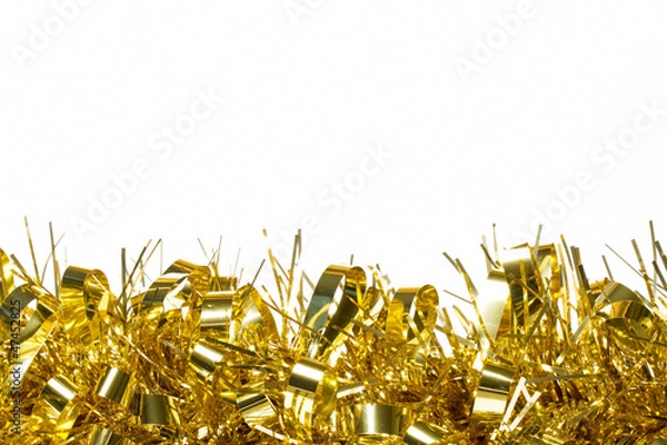 Obraz Gold tinsel decoration border on white