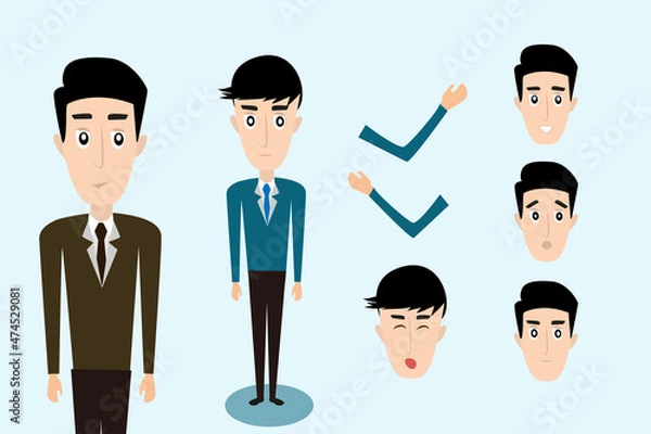 Fototapeta Business man cartoon character creation set.