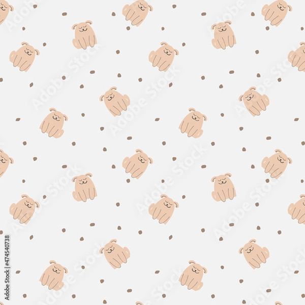 Obraz Hand drawn sleepy dog pattern background.