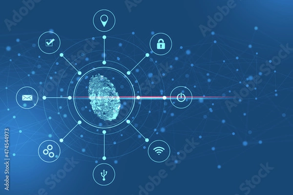 Obraz Fingerprint Scanning Technology Concept 2d Illustration
