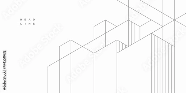 Fototapeta Abstract architectural construction. Geometric technological background.
