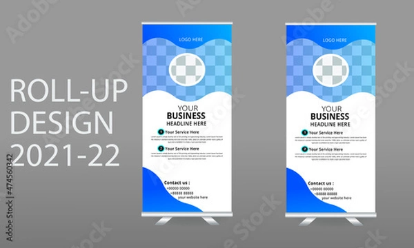 Fototapeta Roll-up design,Roll up banner stand template design, Vector illustration,