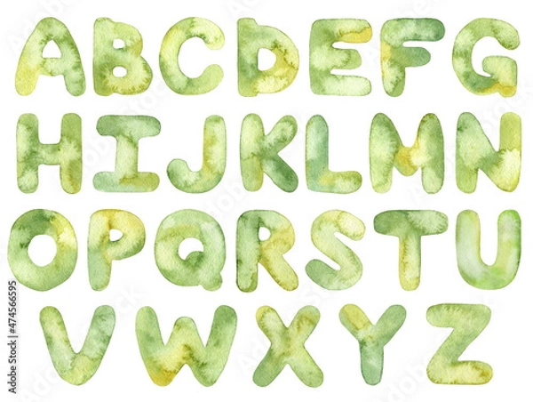 Obraz Watercolor english alphabet set isolated on white background