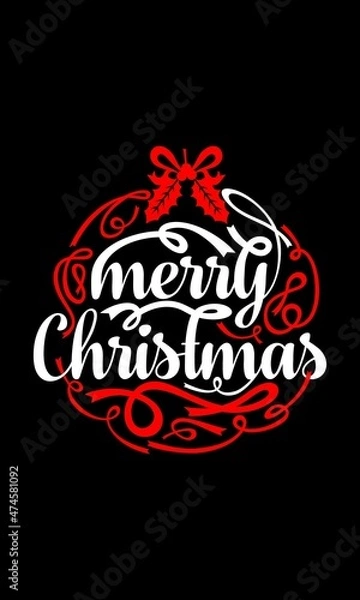 Obraz Merrry Christmas Round Lettering vector design template