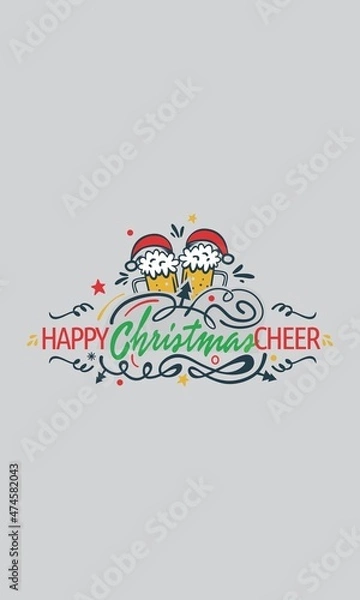 Obraz Happy Christmas Cheer, Celebrate with Beer Design vectro template