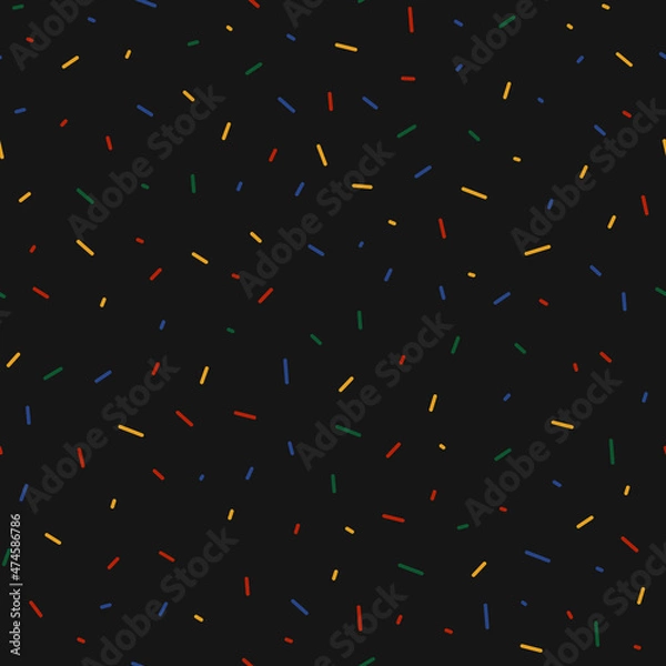 Fototapeta Colorful dashes on a black background. Vector abstract seamless pattern