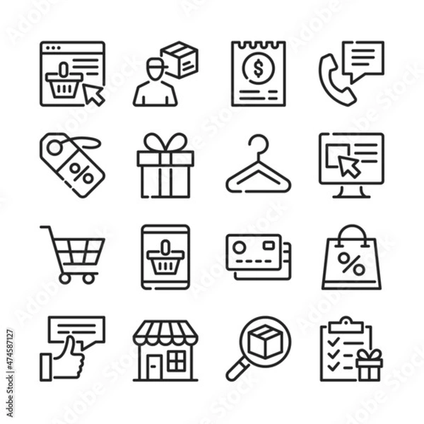 Obraz Online shopping line icons set. Modern thin line design. Outline symbols collection. Vector line icons