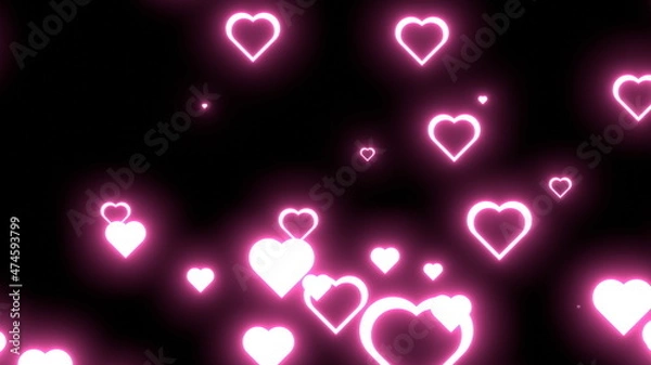 Fototapeta ハート キラキラ ピンク ラブリー 黒背景 [別Verあり]