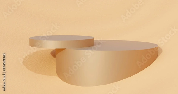Obraz 3d rendered premium podium with background desert 