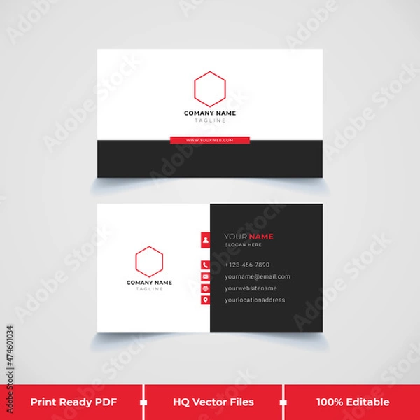 Fototapeta Modern simple corporate company business card design template 