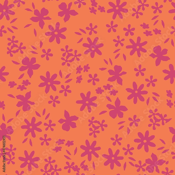 Fototapeta Allover two tone floral seamless vector pattern.