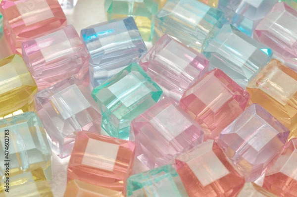 Fototapeta Background of the colorful cube shape beads