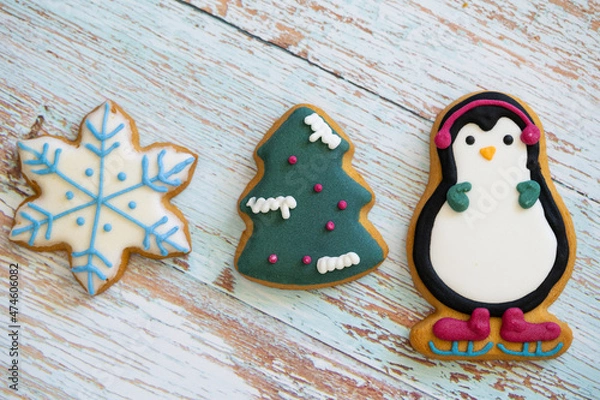 Obraz Christmas cookies flat lay 