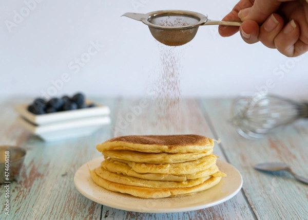 Fototapeta pancake with a chocolate cinnamon dusting 