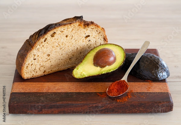 Fototapeta sourdough avocado and cayenne pepper