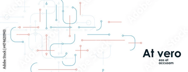 Fototapeta Geometric network graphic illustration. Vector innovation connect circles. Flat future engineering elements