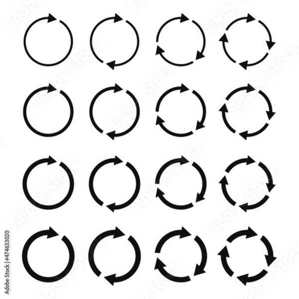 Fototapeta Circle Arrows Icons Set on White Background. Vector
