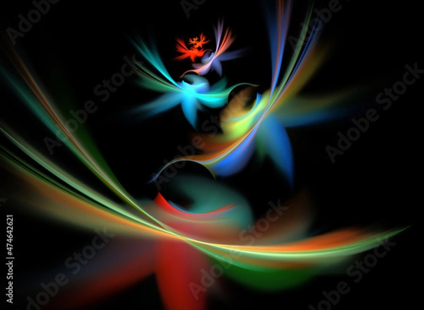 Fototapeta Abstract fractal color pattern on black backgraund