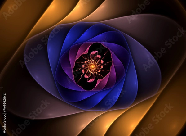 Fototapeta Abstract fractal color pattern on black backgraund