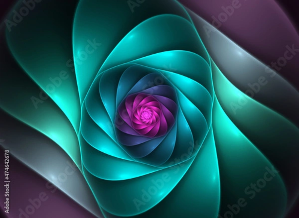 Fototapeta Abstract fractal  spiral color pattern on black backgraund