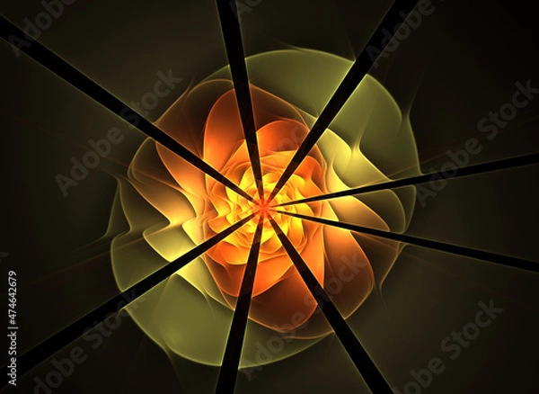 Fototapeta Abstract fractal color pattern on black backgraund