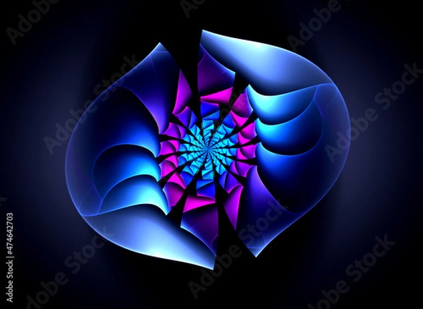 Fototapeta Abstract fractal color pattern on black backgraund