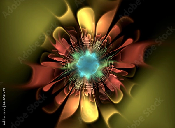 Fototapeta Abstract fractal color pattern on black backgraund
