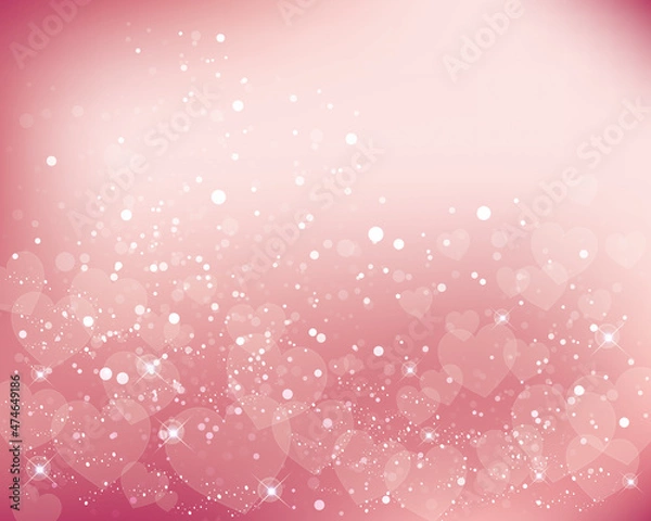 Fototapeta ハートが舞う輝きとぼかしのグラデーション背景