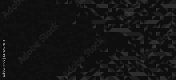 Fototapeta Abstract mosaic vector background black and gray monochrome illustration, geometric tiles backdrop abstraction, blank template for ads and presentations.