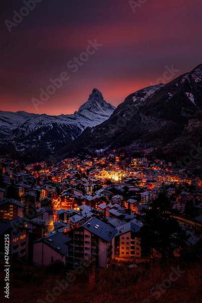 Obraz Zermatt at Night