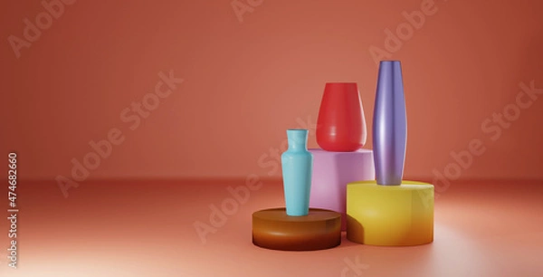 Fototapeta 3D render of vase in-studio