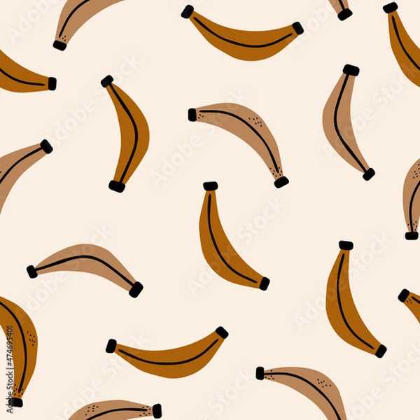 Obraz Seamless Pattern Bananas on Neutral Background. Vector Illustration for Textile and Packaging Design