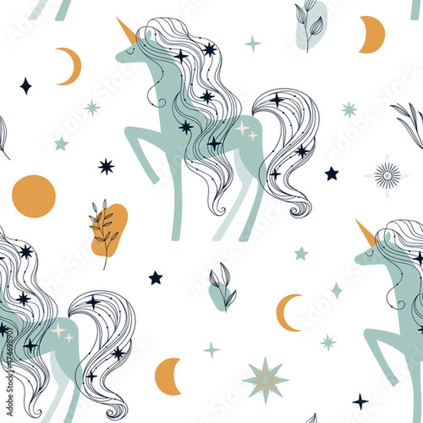 Obraz Seamless pattern with unicorn