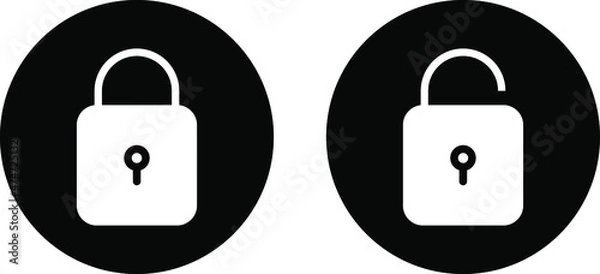 Obraz Lock outline icon vector closed lock open lock vector image Isolated on white background.