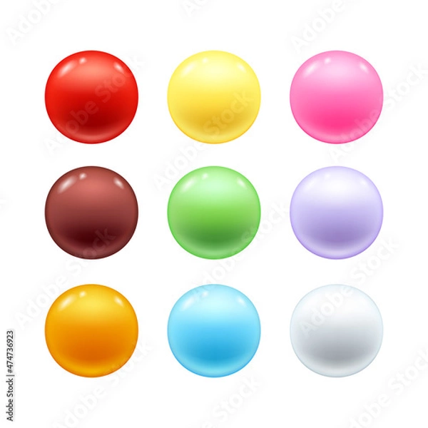 Obraz Colorful round candies set. Sweet dragee vector.