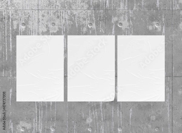 Obraz 3d Three Glued Posters Mockup