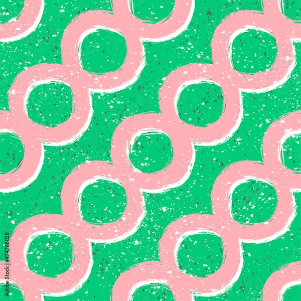 Fototapeta Trendy grunge seamless pattern. Colorful geometric print with abstract shapes design.