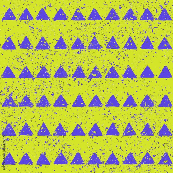 Fototapeta Trendy grunge seamless pattern. Colorful geometric print with abstract shapes design.