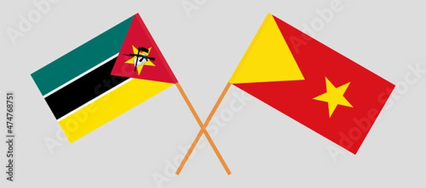 Obraz Crossed flags of Mozambique and Tigray. Official colors. Correct proportion