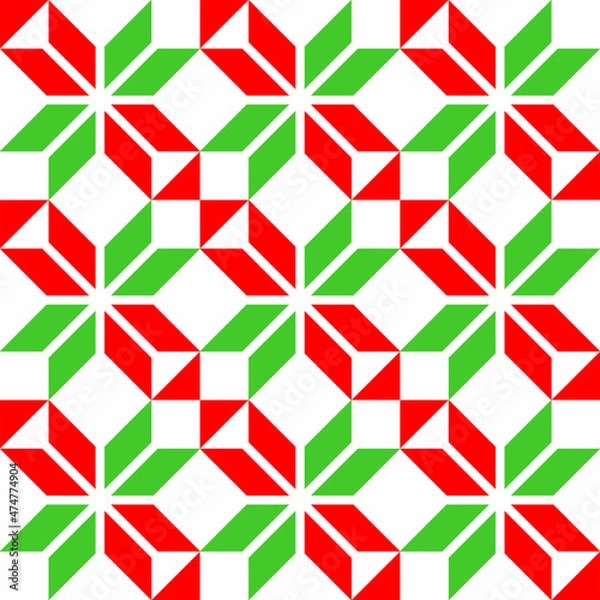Fototapeta Christmas wrapping paper pattern in 4K. Seamless texture. Geometric design.