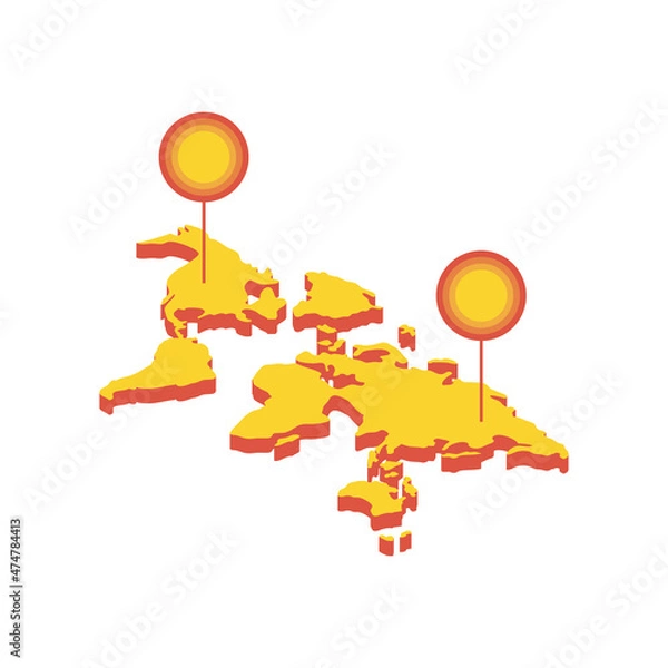 Fototapeta infographic map with markers