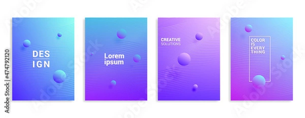 Fototapeta Minimal covers set. Vector halftone gradients. Geometric future template for flyer, poster, brochure and invitation. Minimalistic colorful cover. Set of EPS 10 illustration.