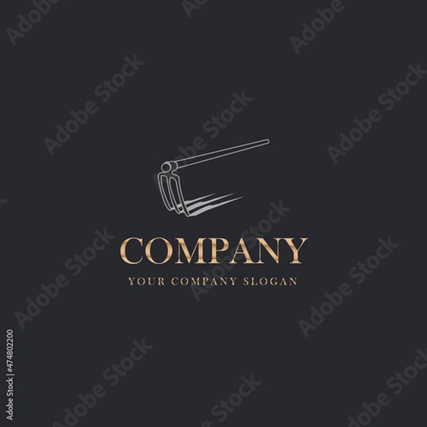 Fototapeta fork hoe logo suitable for agricultural company or related